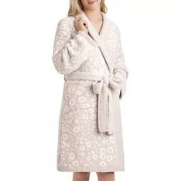 Members mark thick and comfortable  fuzzy CozyChic Leopard Print Wrap Robe S/M - Picture 1 of 7